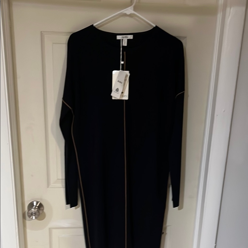 MaxMara Black Sheath Dress with Long Dolman Sleeves for Work